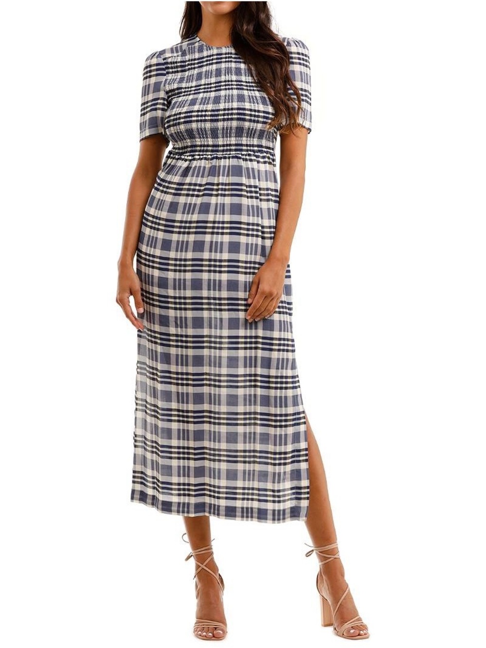 Baum Und Pferdgarten Adamaris Shirred Printed Crepe De Chine Midi Dres size S